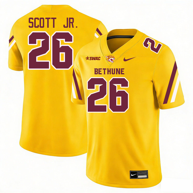 Bethune-Cookman Wildcats #26 Ali Scott Jr. College Football Jerseys,Uniforms-Gold